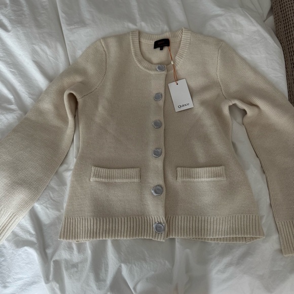 NWT Quince Ivory Mongolian Cashmere Structured Cardigan Size XS - Picture 3 of 3